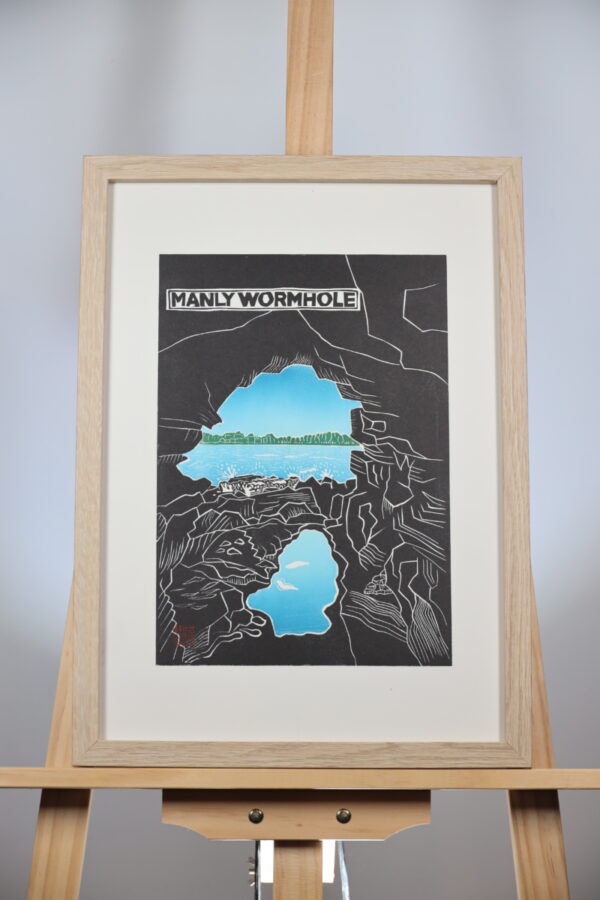 Manly Wormhole Original Linocut Print - Image 3