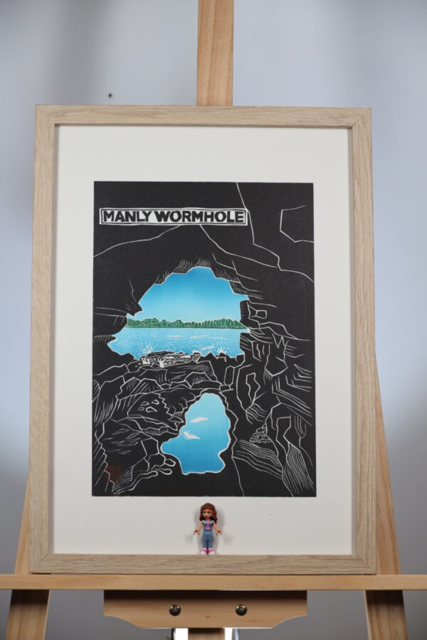 Manly Wormhole Original Linocut Print - Image 4