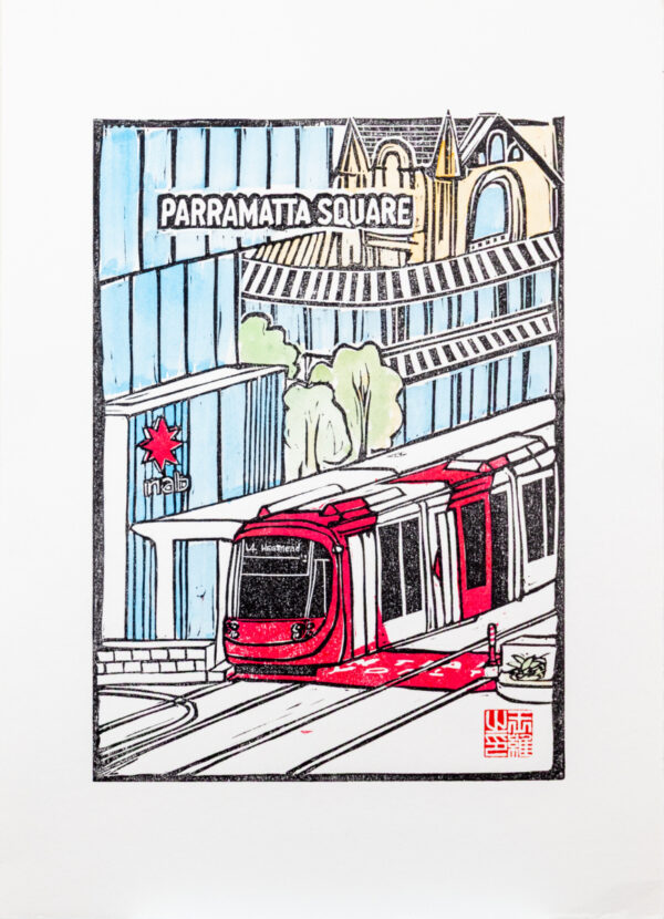 Parramatta Square Original Linocut Print