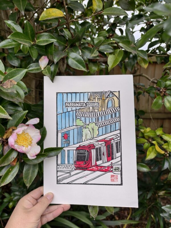 Parramatta Square Original Linocut Print - Image 2