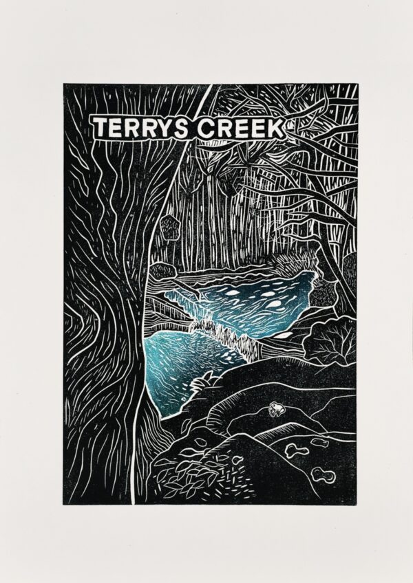 Terrys Creek Original Linocut Print