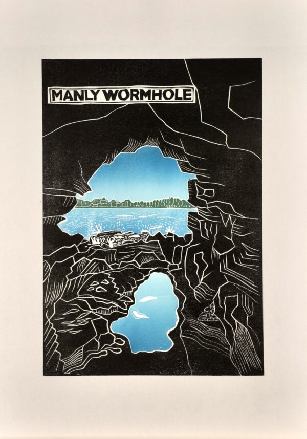 Manly Wormhole Original Linocut Print