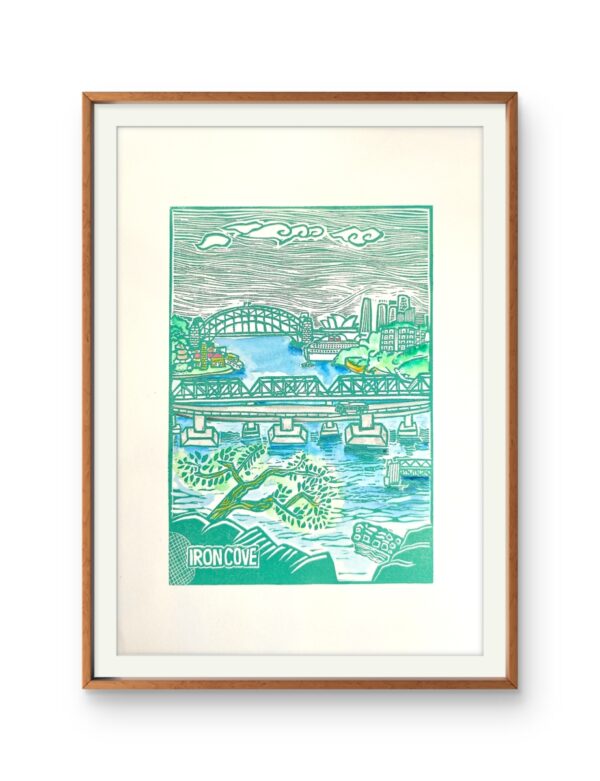 Iron Cove Outlook Original Linocut Print - Image 4