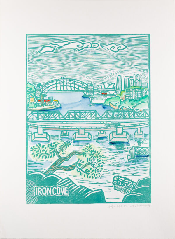 Iron Cove Outlook Original Linocut Print - Image 2