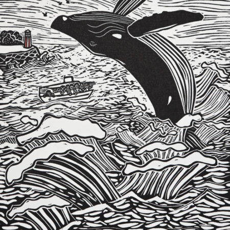 Whale Watching Original Linocut Print