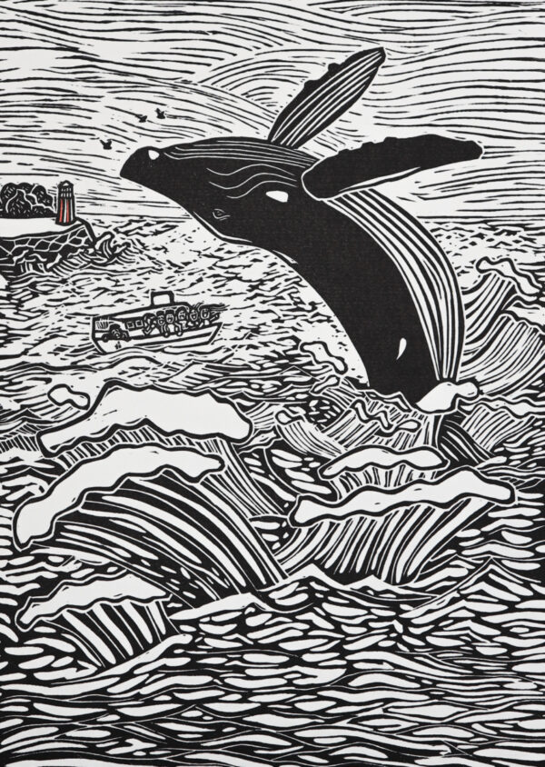 Whale Watching Original Linocut Print
