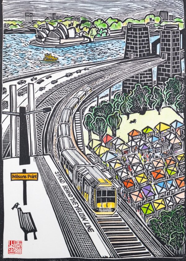 Milsons Point Original Linocut Print