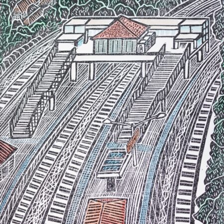 Denistone Station Original Linocut Print