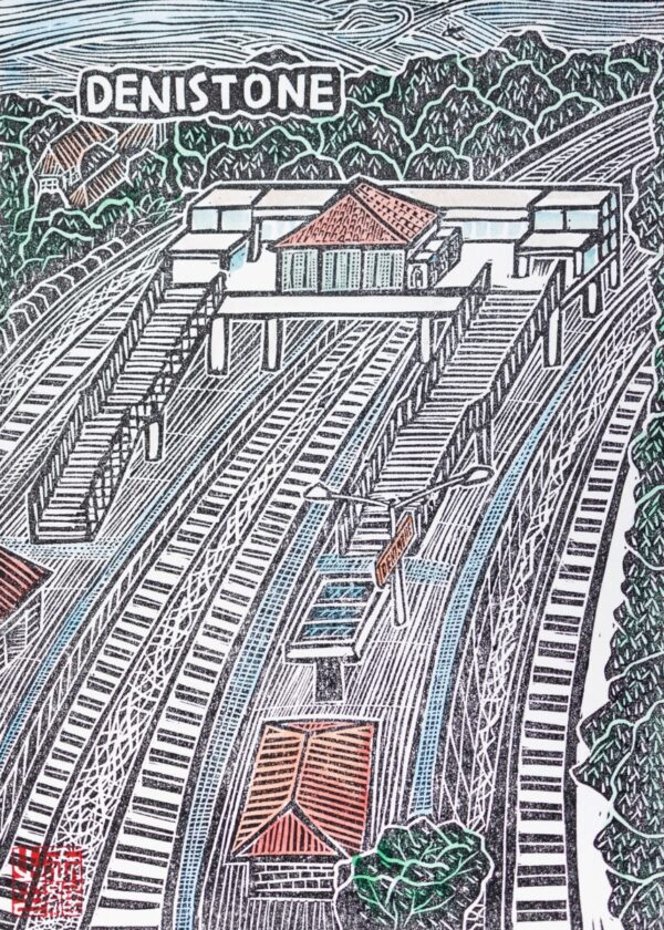 Denistone Station Original Linocut Print