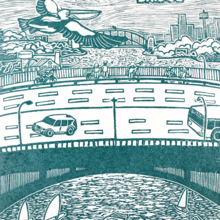 Gladesville Bridge Original Linocut Print