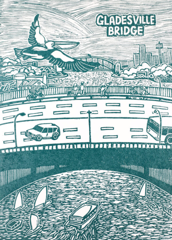 Gladesville Bridge Original Linocut Print
