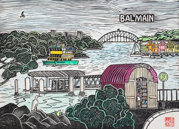 Balmain Wharf Original Linocut Print