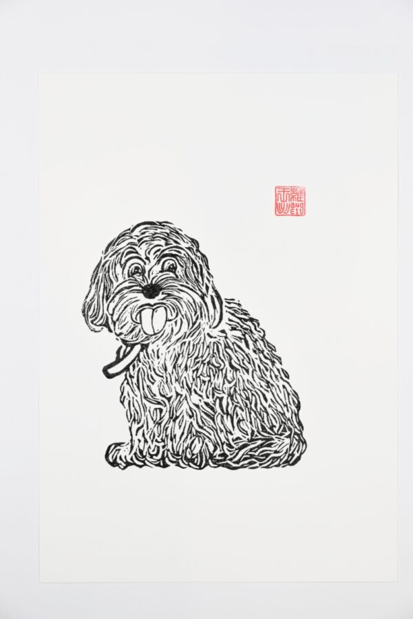 Cavoodle Dog Linocut Print – Furry Friends Series