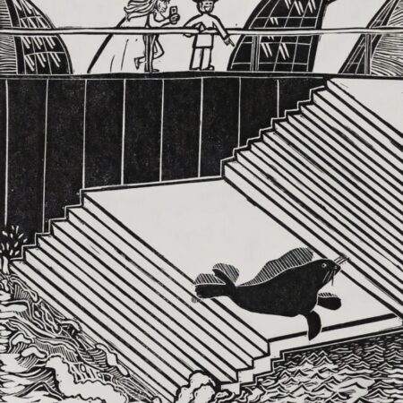 Benny the Seal Original Linocut Print