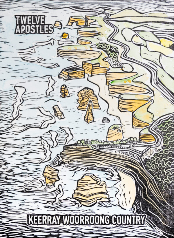 The Twelve Apostles Original Linocut Print