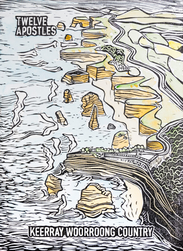 The Twelve Apostles Original Linocut Print