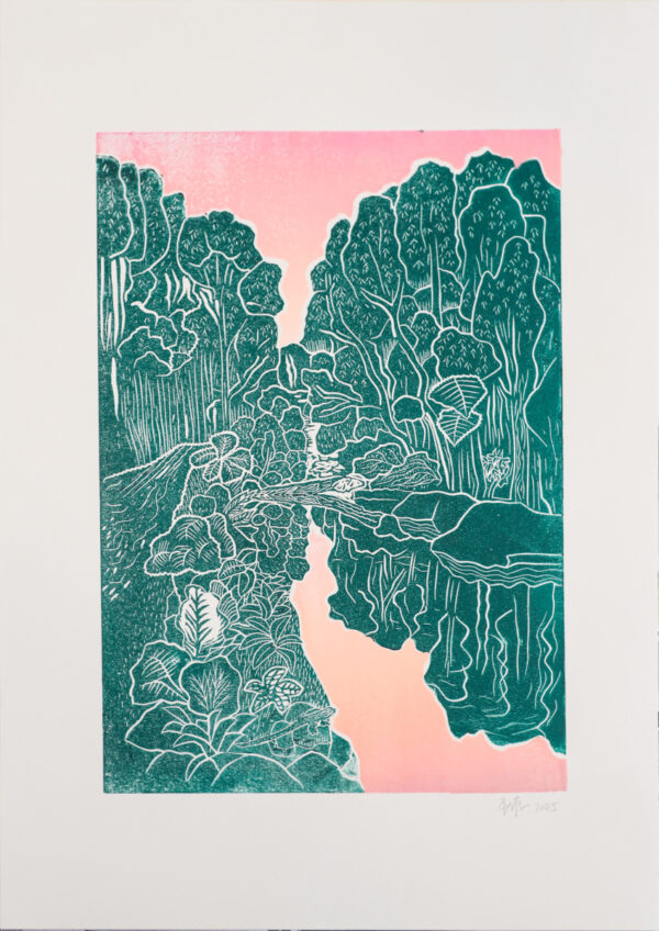 Devlins Creek Original Linocut Print