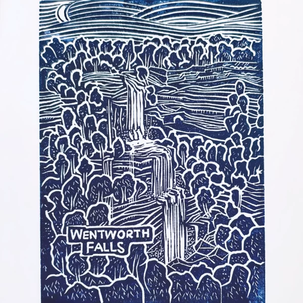 Wentworth Falls Original Linocut Print
