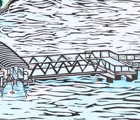 Kissing Point Original Linocut Print