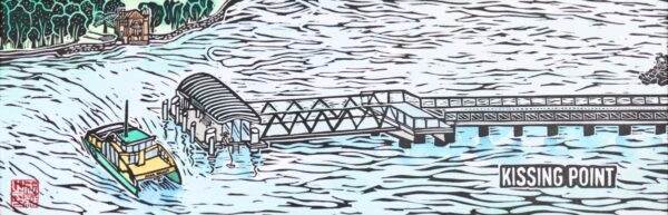 Kissing Point Original Linocut Print