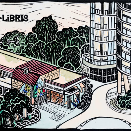 Epping Library Original Linocut Print