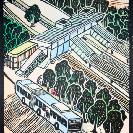 West Ryde Station Original Linocut Print
