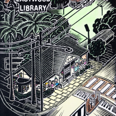 Eastwood Library Original Linocut Print
